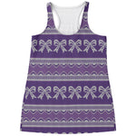 Purple Ribbon Knitted Pattern Print Women's Racerback Tank Top