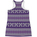 Purple Ribbon Knitted Pattern Print Women's Racerback Tank Top