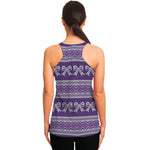 Purple Ribbon Knitted Pattern Print Women's Racerback Tank Top