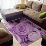 Purple Rose Print Area Rug