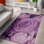Purple Rose Print Area Rug