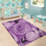 Purple Rose Print Area Rug