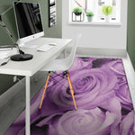 Purple Rose Print Area Rug