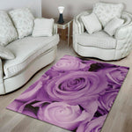 Purple Rose Print Area Rug