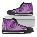 Purple Rose Print Black High Top Shoes