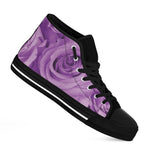 Purple Rose Print Black High Top Shoes