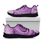 Purple Rose Print Black Sneakers