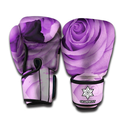 Purple Rose Print Boxing Gloves