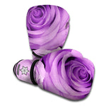 Purple Rose Print Boxing Gloves