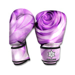 Purple Rose Print Boxing Gloves