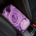Purple Rose Print Car Center Console Cover