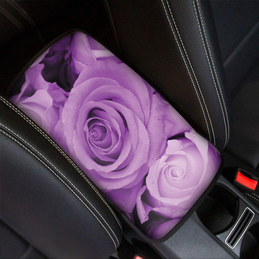 Purple Rose Print Car Center Console Cover