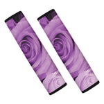 Purple Rose Print Car Seat Belt Covers