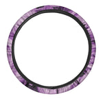 Purple Rose Print Car Steering Wheel Cover