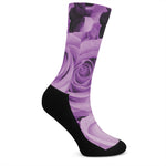 Purple Rose Print Crew Socks