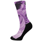 Purple Rose Print Crew Socks