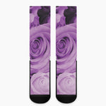 Purple Rose Print Crew Socks