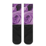 Purple Rose Print Crew Socks