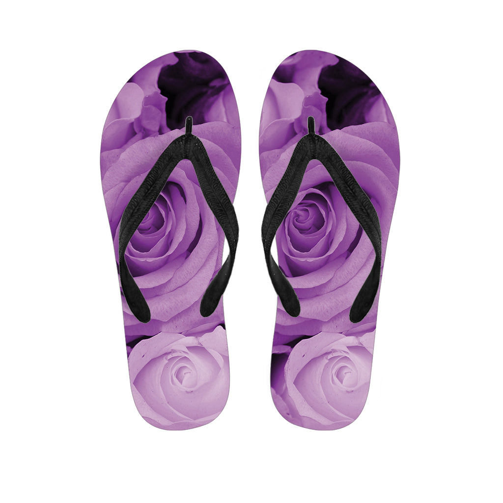Purple Rose Print Flip Flops