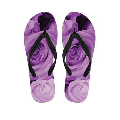 Purple Rose Print Flip Flops