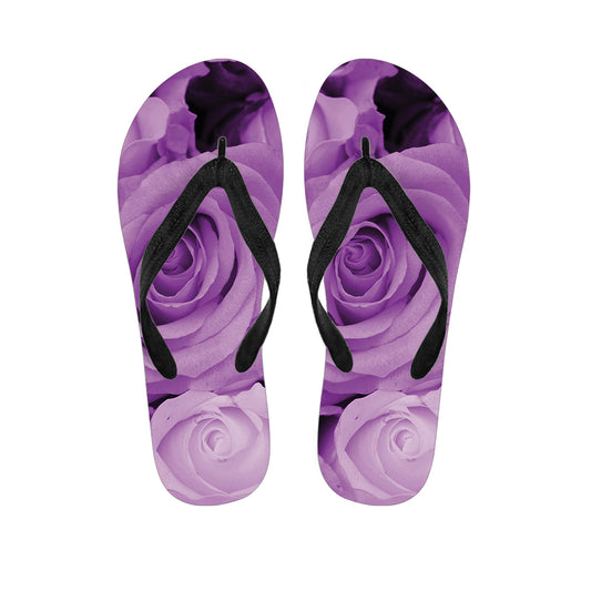 Purple Rose Print Flip Flops