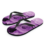 Purple Rose Print Flip Flops