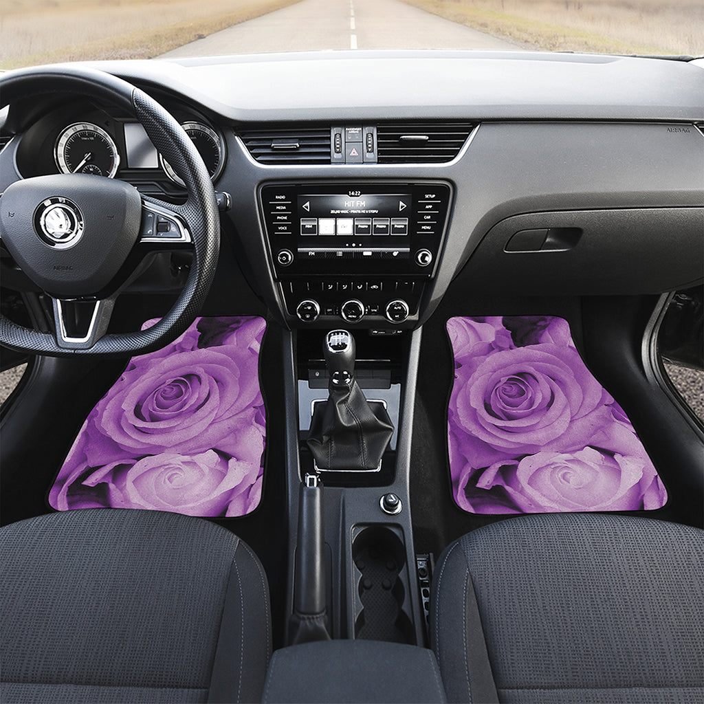 Purple Rose Print Front and Back Car Floor Mats