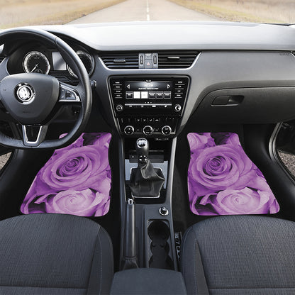 Purple Rose Print Front and Back Car Floor Mats