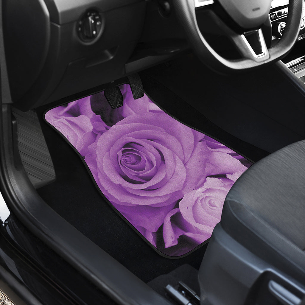 Purple Rose Print Front and Back Car Floor Mats