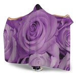 Purple Rose Print Hooded Blanket