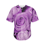 Purple Rose Print Men's Baseball Jersey