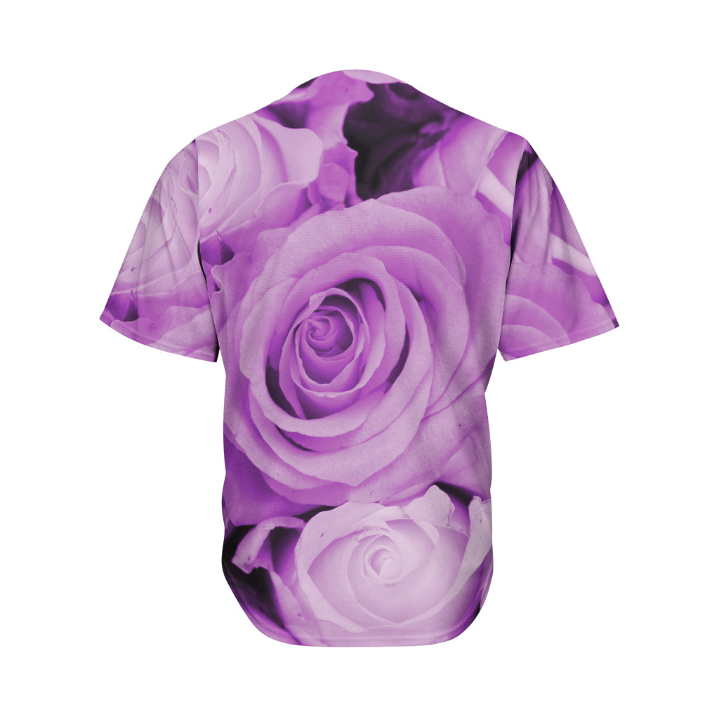 Purple Rose Print Men's Baseball Jersey