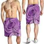 Purple Rose Print Men's Shorts