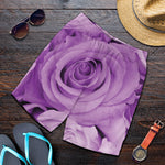 Purple Rose Print Men's Shorts