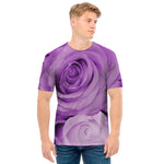 Purple Rose Print Men's T-Shirt