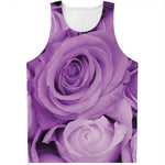 Purple Rose Print Men's Tank Top