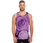 Purple Rose Print Men's Tank Top