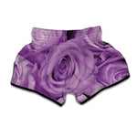 Purple Rose Print Muay Thai Boxing Shorts