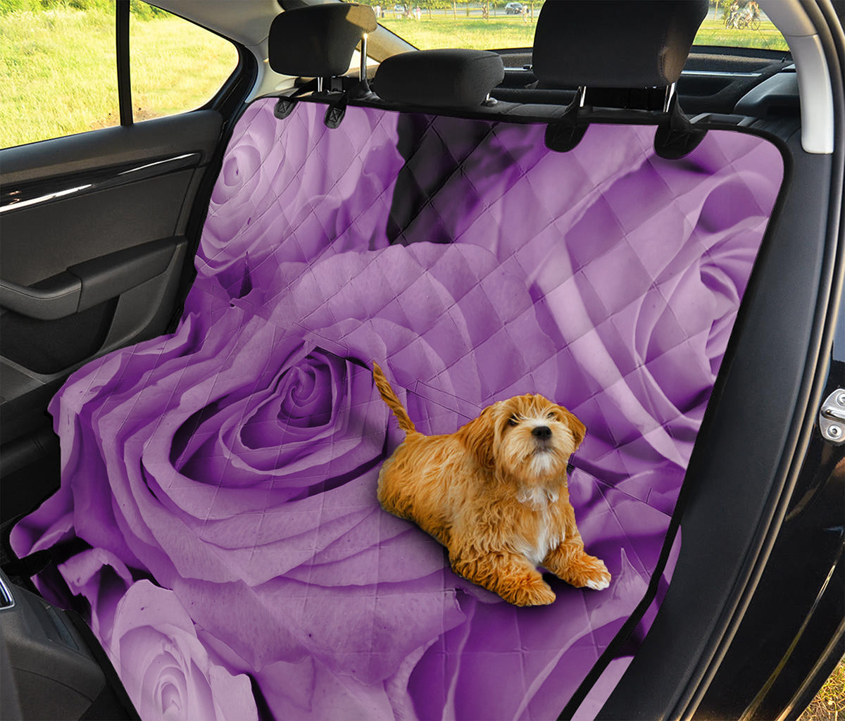 Purple Rose Print Pet Car Back Seat Cover