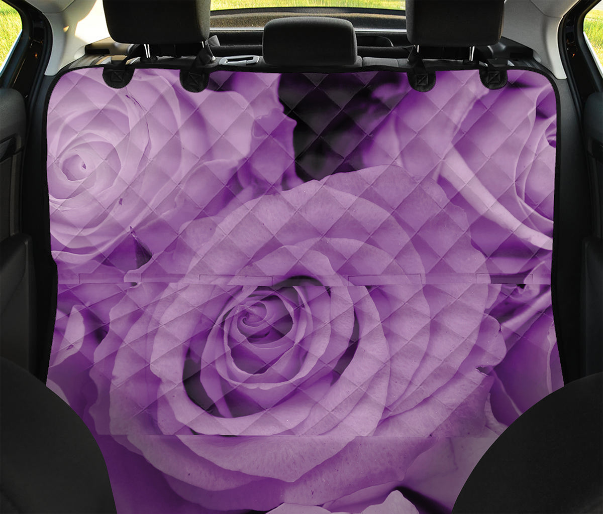Purple Rose Print Pet Car Back Seat Cover