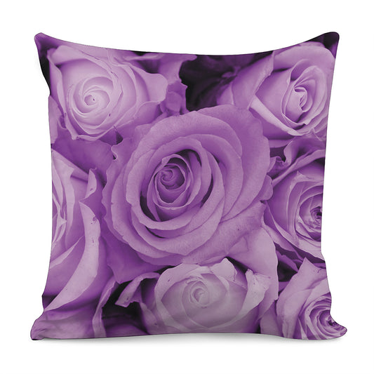 Purple Rose Print Pillow Cover