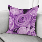 Purple Rose Print Pillow Cover