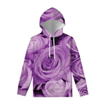 Purple Rose Print Pullover Hoodie
