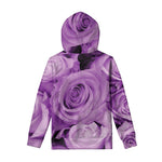 Purple Rose Print Pullover Hoodie