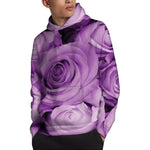Purple Rose Print Pullover Hoodie