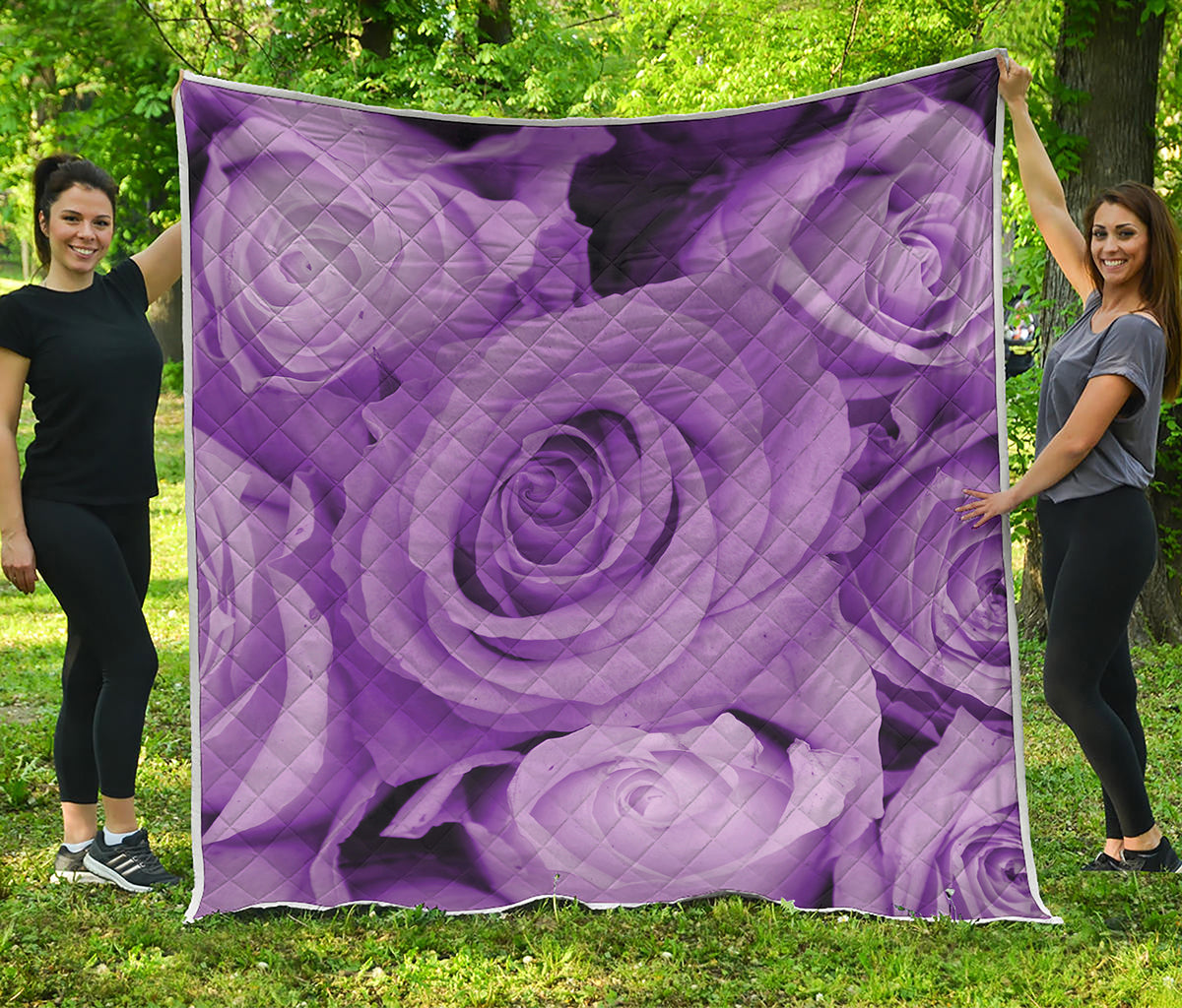 Purple Rose Print Quilt
