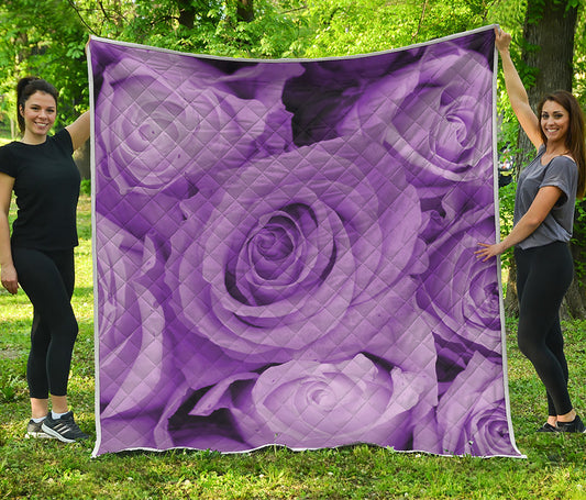 Purple Rose Print Quilt