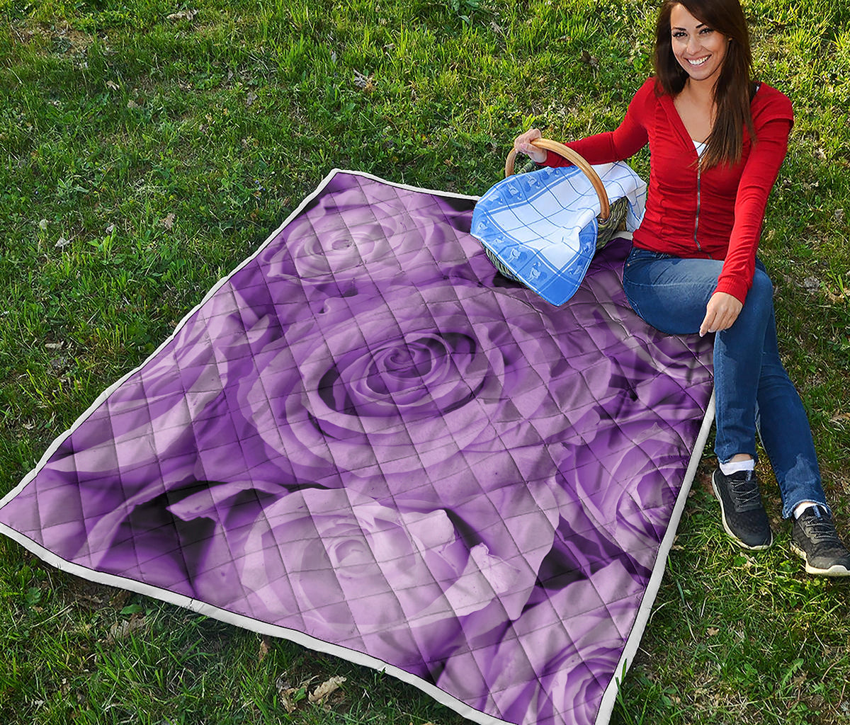 Purple Rose Print Quilt