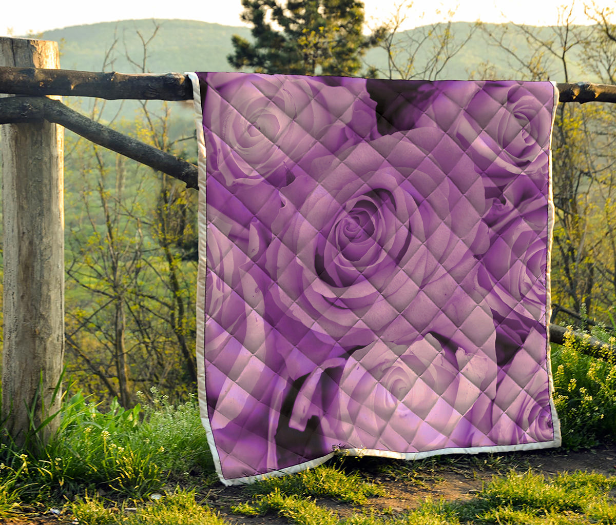 Purple Rose Print Quilt