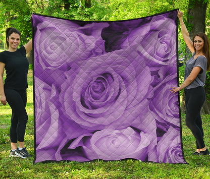 Purple Rose Print Quilt